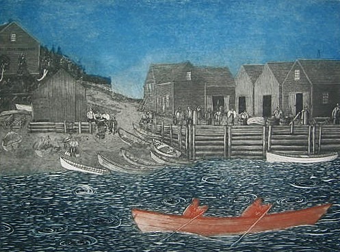 Andrew and Albert Rowing Against a Tidal Surge, c.1890 